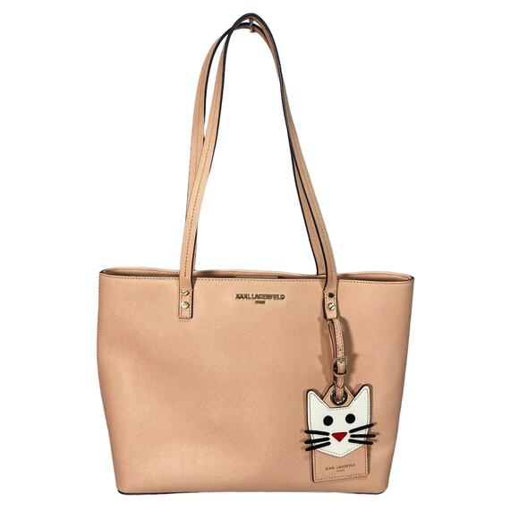 NEW Karl Lagerfeld Tote Bag Purse Handbag Shoulder Bag Peach Kitten Peach Medium - Picture 1 of 5